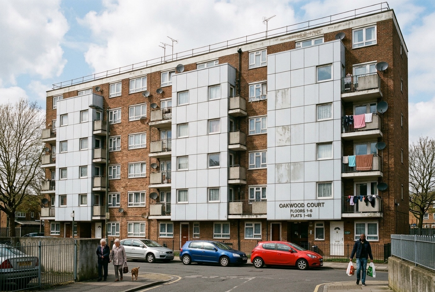 A UK residential block of flats with cladding subject to an EWS1 assessment
